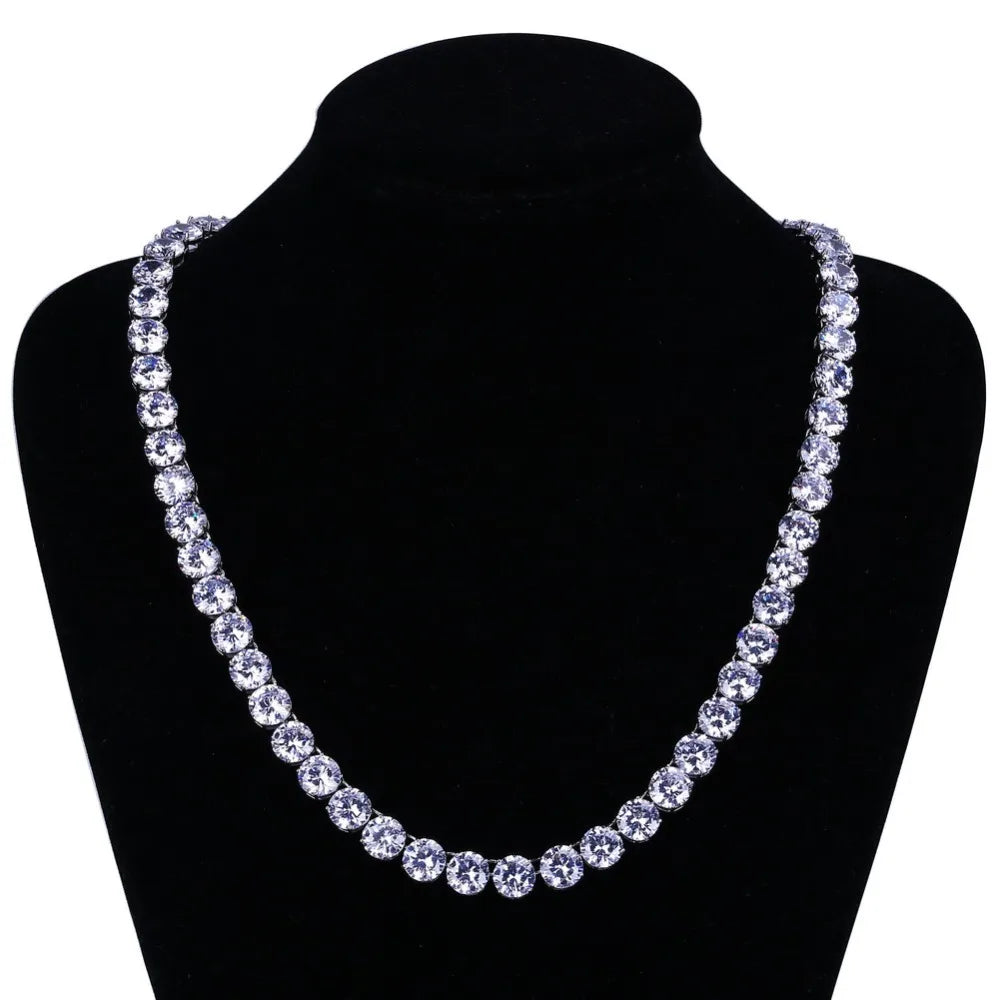 TOPGRILLZ 3mm-10mm Iced Out Bling AAA Zircon 1 Row Tennis Chain Necklace Men Hip Hop Jewelry Gold Silver Color Charms