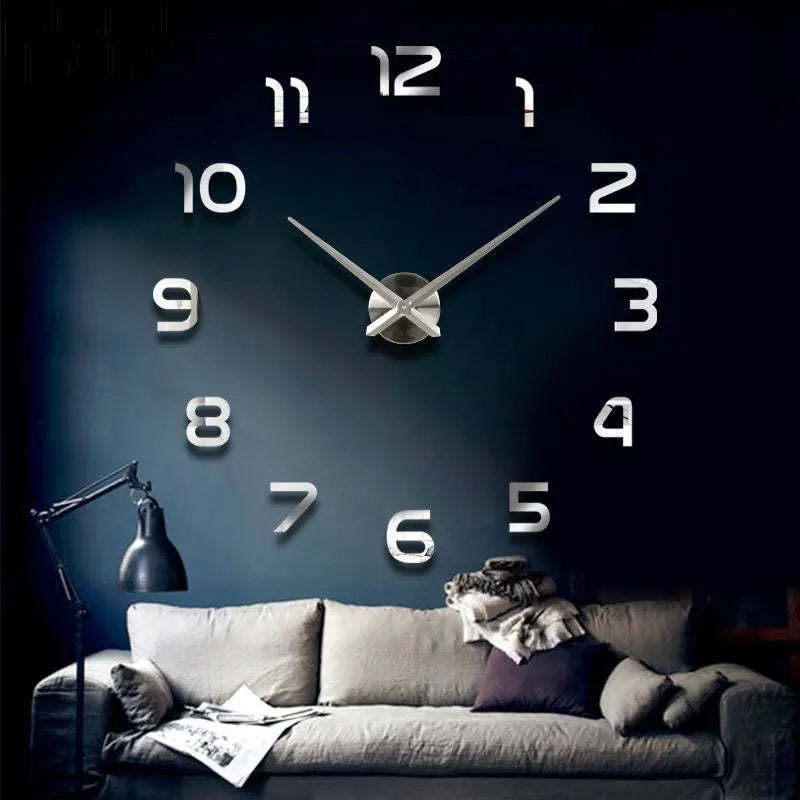 Fashion 3D Big Size Wall Clock Mirror Sticker DIY Brief Living Room Decor Meeting Room Wall Clock