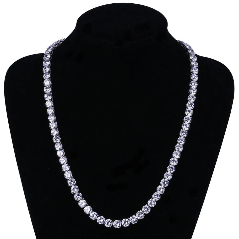 TOPGRILLZ 3mm-10mm Iced Out Bling AAA Zircon 1 Row Tennis Chain Necklace Men Hip Hop Jewelry Gold Silver Color Charms
