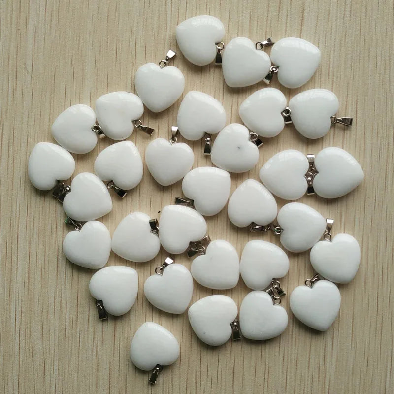 Wholesale 50pcs/lot Assorted Heart Natural Stone Charms Fashion Pendants 20mm for Jewelry Accessories Making Good Quality