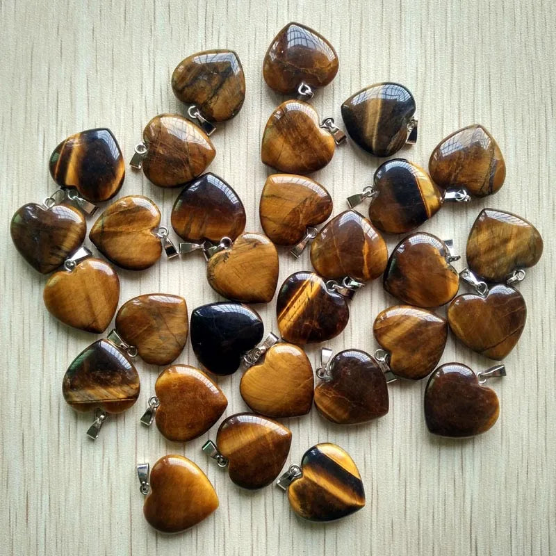 Wholesale 50pcs/lot Assorted Heart Natural Stone Charms Fashion Pendants 20mm for Jewelry Accessories Making Good Quality