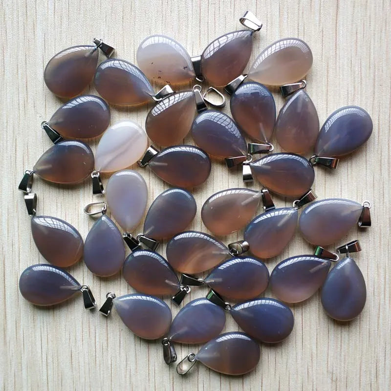 Wholesale 50pcs/lot 2023 trendy hot sell natural stone water drop shape pendants  charms for Necklaces making Fast shipping