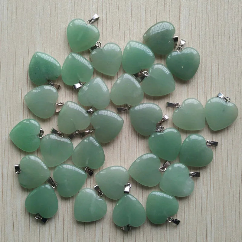 Wholesale 50pcs/lot Assorted Heart Natural Stone Charms Fashion Pendants 20mm for Jewelry Accessories Making Good Quality