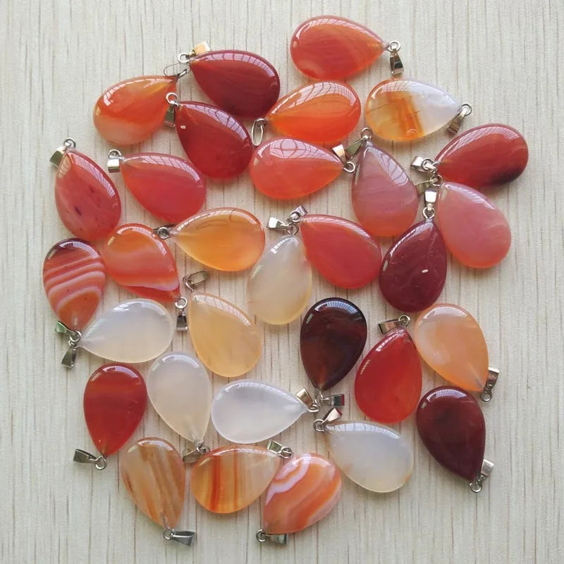 Wholesale 50pcs/lot 2023 trendy hot sell natural stone water drop shape pendants  charms for Necklaces making Fast shipping