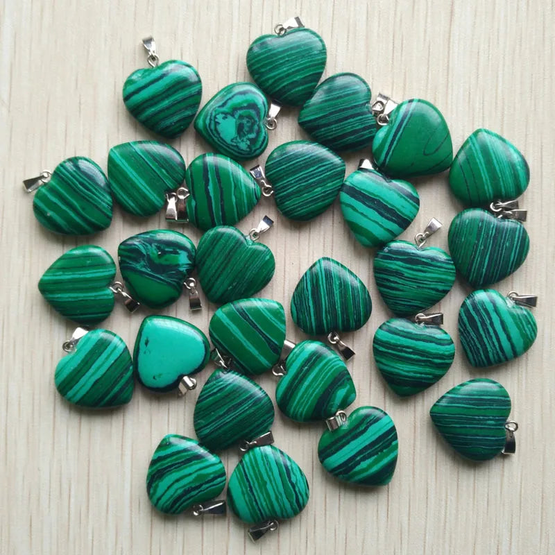 Wholesale 50pcs/lot Assorted Heart Natural Stone Charms Fashion Pendants 20mm for Jewelry Accessories Making Good Quality