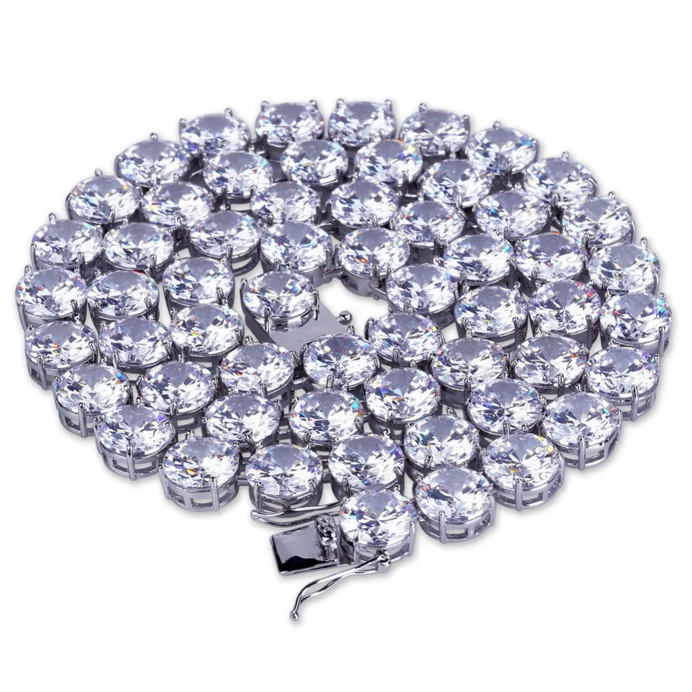 TOPGRILLZ 3mm-10mm Iced Out Bling AAA Zircon 1 Row Tennis Chain Necklace Men Hip Hop Jewelry Gold Silver Color Charms