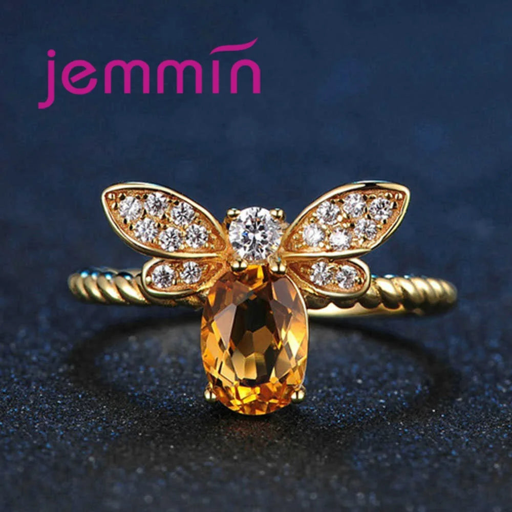 New Arrival Women Fashion Full Sets Bee Jewelry 925 Silver Trendy Gold Color Bracelet Earrings Pendant Necklace For Sale