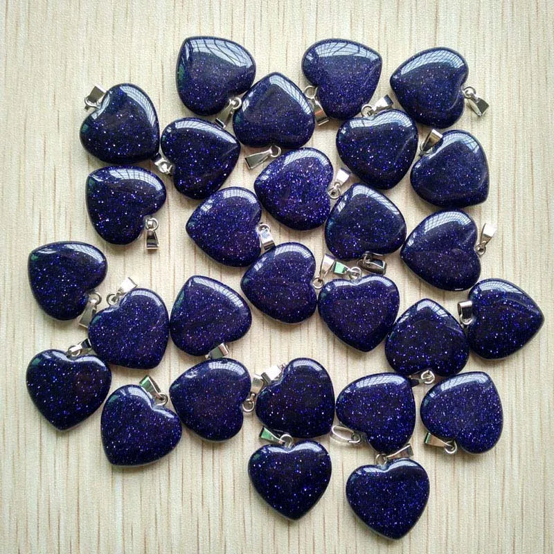 Wholesale 50pcs/lot Assorted Heart Natural Stone Charms Fashion Pendants 20mm for Jewelry Accessories Making Good Quality