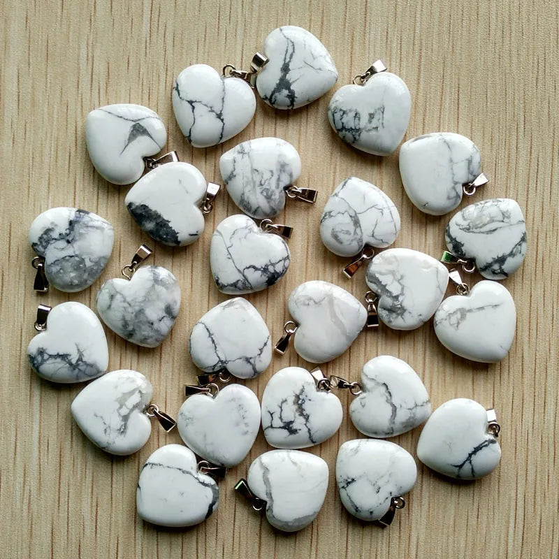Wholesale 50pcs/lot Assorted Heart Natural Stone Charms Fashion Pendants 20mm for Jewelry Accessories Making Good Quality