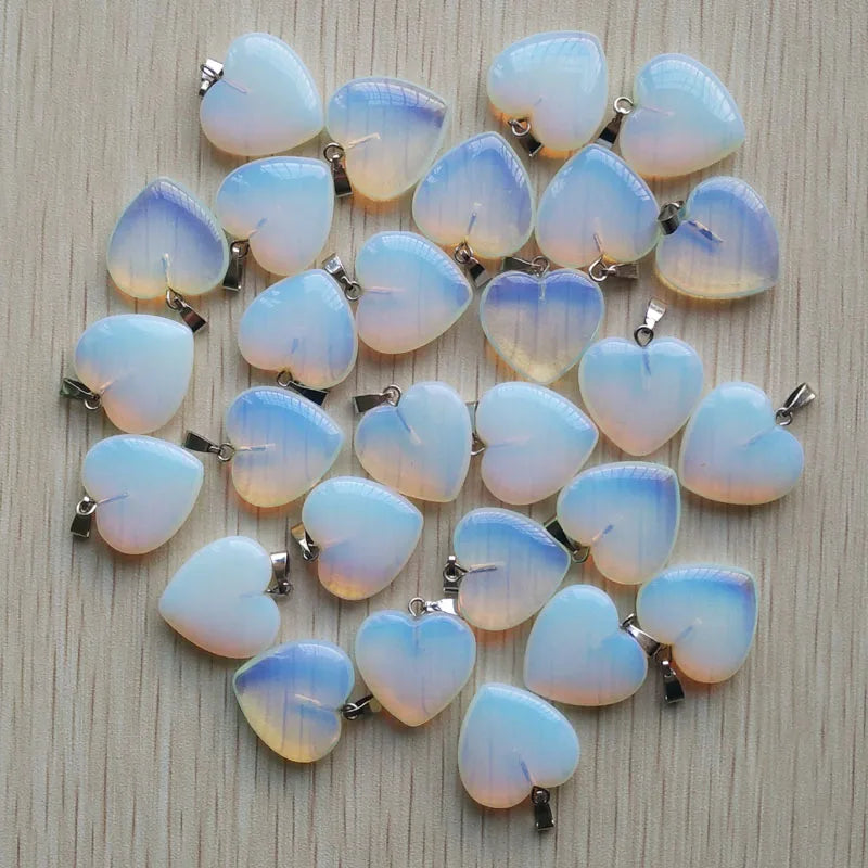 Wholesale 50pcs/lot Assorted Heart Natural Stone Charms Fashion Pendants 20mm for Jewelry Accessories Making Good Quality