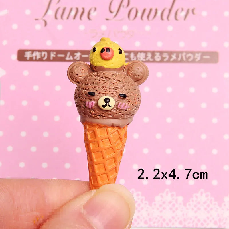 2pcs/lot Cute Scale Miniature Resin Ice Cream Cone Pretend Food For Dollhouse Play Kitchen Food