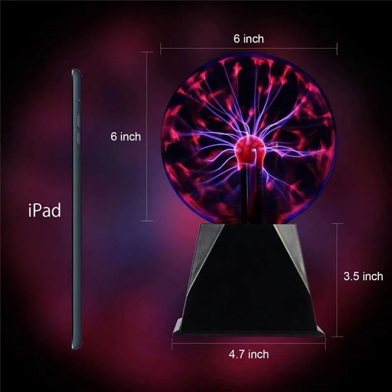 3/4/5/6/8 Inch Magic Plasma Ball Lamp LED Atmosphere Night Light Only Touch Sensitive Glass Plasma Light Bedroom Decor Kids Gift