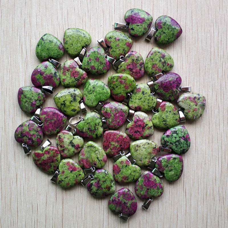 Wholesale 50pcs/lot Assorted Heart Natural Stone Charms Fashion Pendants 20mm for Jewelry Accessories Making Good Quality