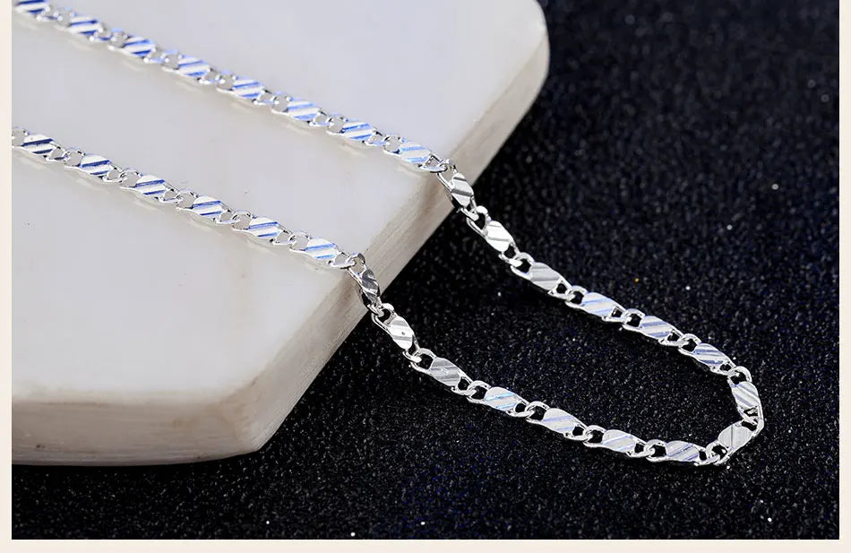 DOTEFFIL 925 Silver 16/18/20/22/24/26/28/30 Inch 2mm Charm Chain Necklace For Women Man Fashion Wedding Party Jewelry