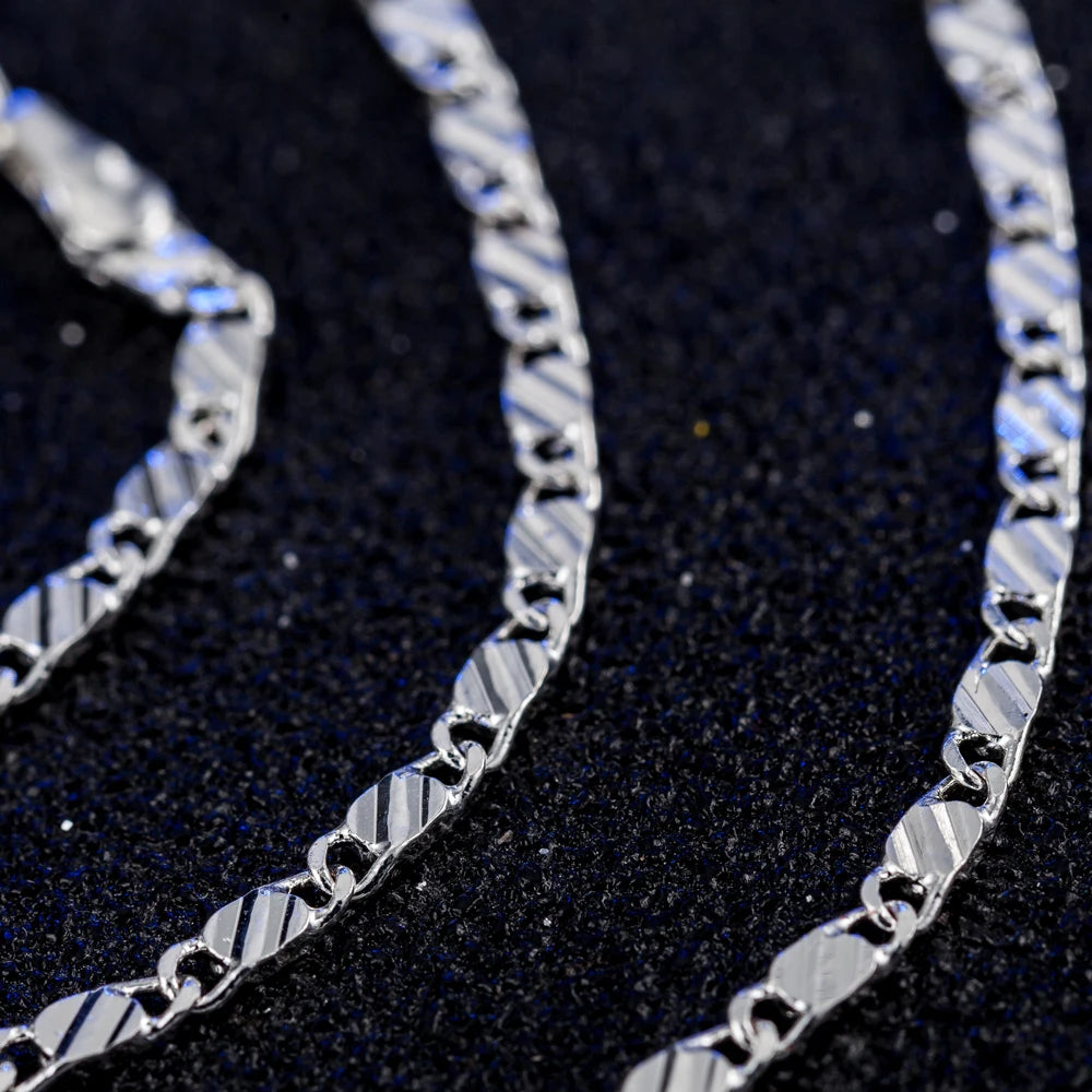 DOTEFFIL 925 Silver 16/18/20/22/24/26/28/30 Inch 2mm Charm Chain Necklace For Women Man Fashion Wedding Party Jewelry