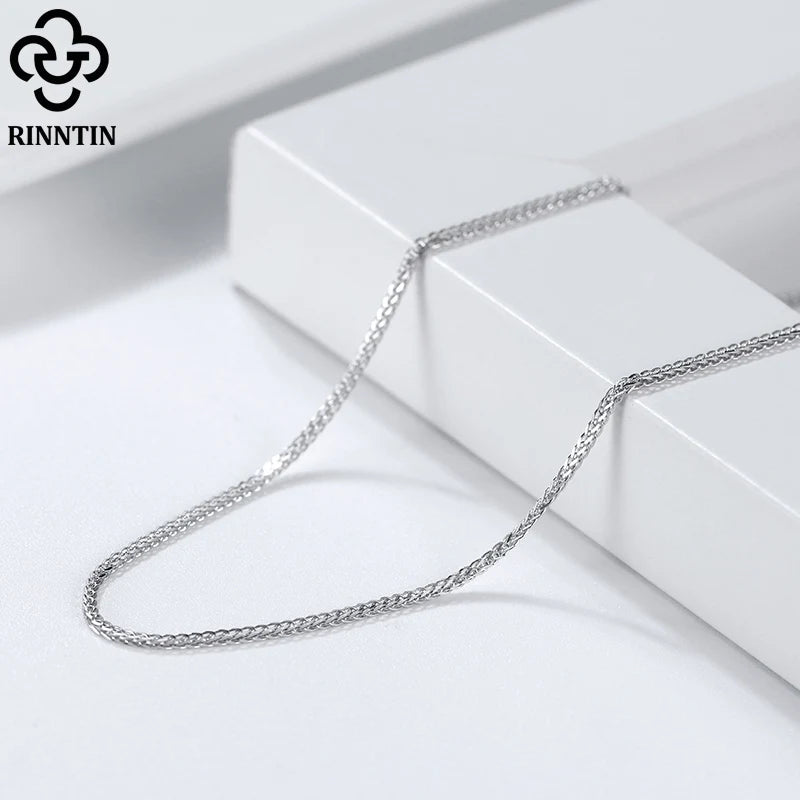 Rinntin 925 Sterling Silver Italian Handmade 1.2/1.6/2.0mm Chopin Chain Necklace for Women Fashion Basic Neck Chain Jewelry SC53