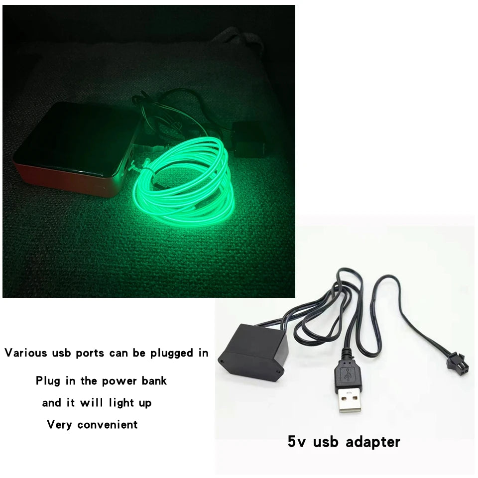 Flexible Neon Light 1M/2M/3M/5M/10M EL Wire Led Neon Dance Party Atmosphere Decor Lamp RopeTube Waterproof Multicolor Led Strip