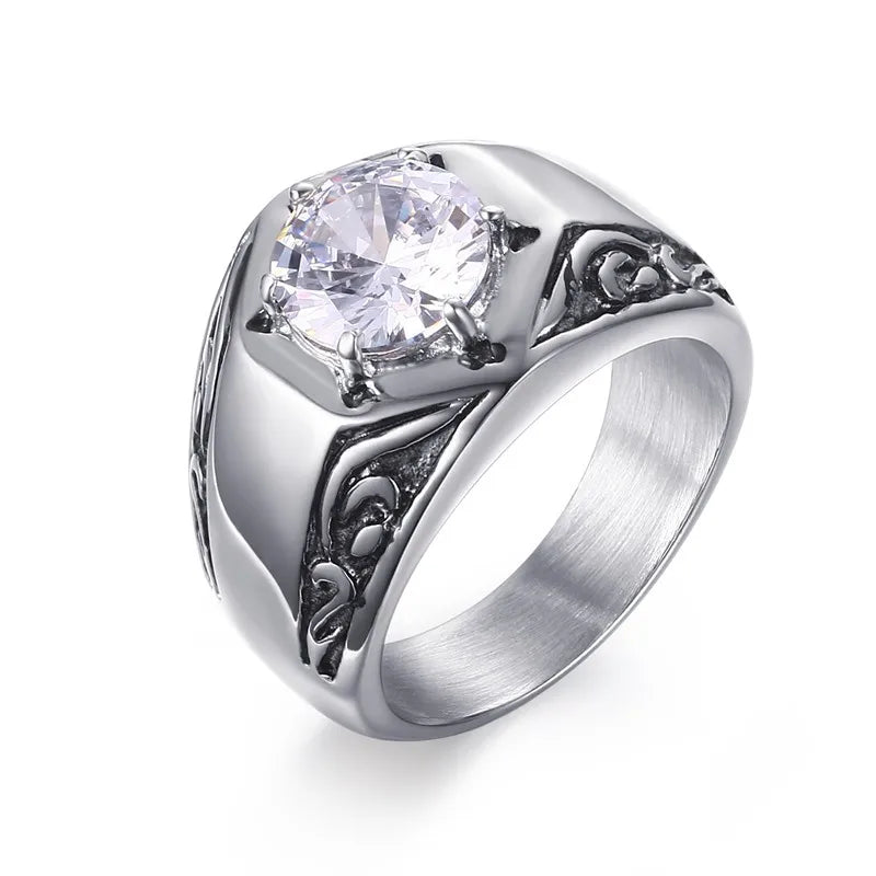Vnox Gothic Punk Rings for Men Signet Rings Round Square Top Stamp Finger Band Chunky Boys Teens Rock Jewelry Fraternal Rings