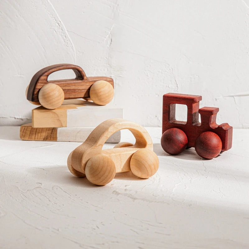 Wooden Montessori Toys Animal Block Dragging Stars Moon Surround Train  Hand Coordination Stacking Toy Handmade Decoration Gifts