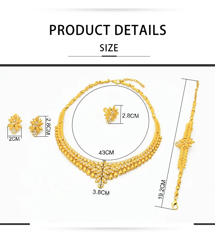 ANIID African Jewelry Set Big Necklace Dubai Ethiopian Gold Color Jewelery Earring Bracelet For Women Bridal Choker Wholesale