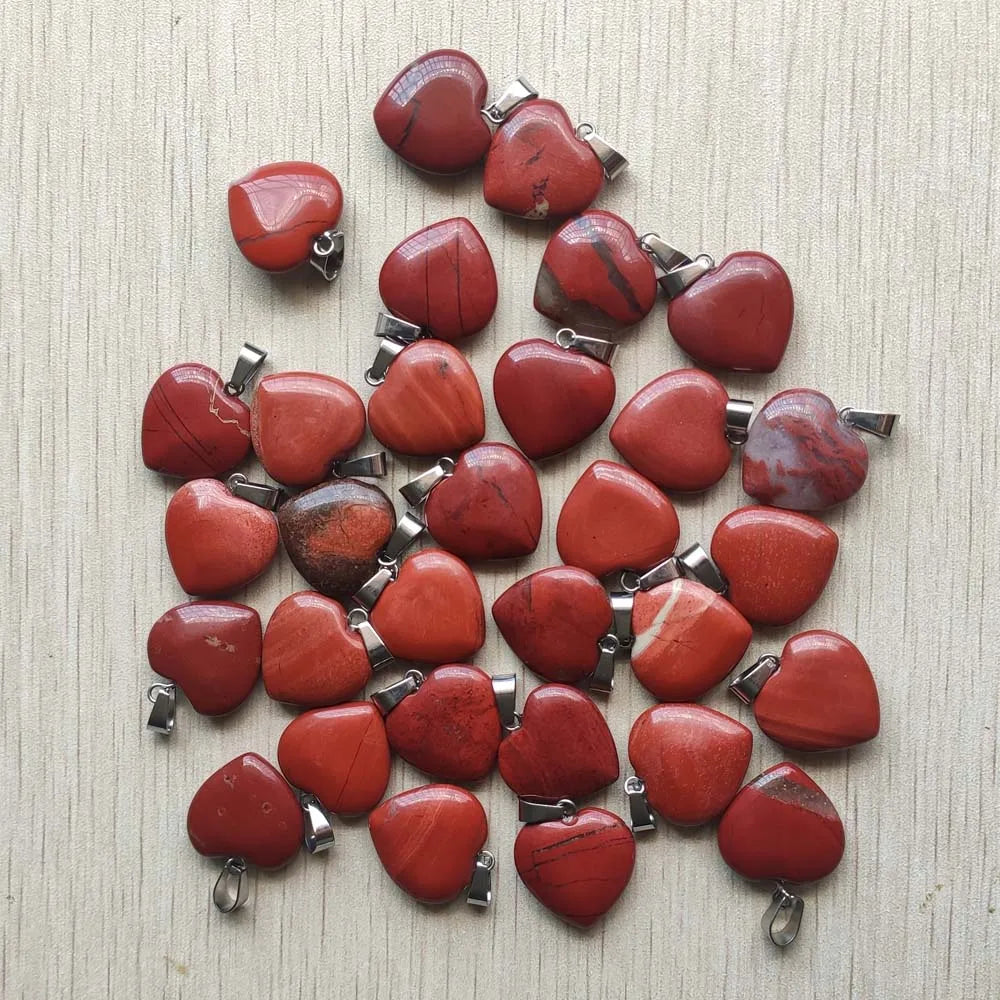 Wholesale 50pcs/lot Assorted Heart Natural Stone Charms Fashion Pendants 20mm for Jewelry Accessories Making Good Quality