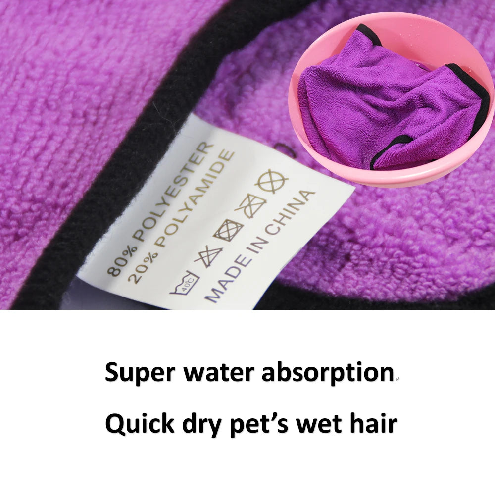 New Bathrobe For Dog Drying Towel Microfiber Quickly Absorbing Water Bath Towel Cat Hood Pet Bath Towel Grooming Pet Product