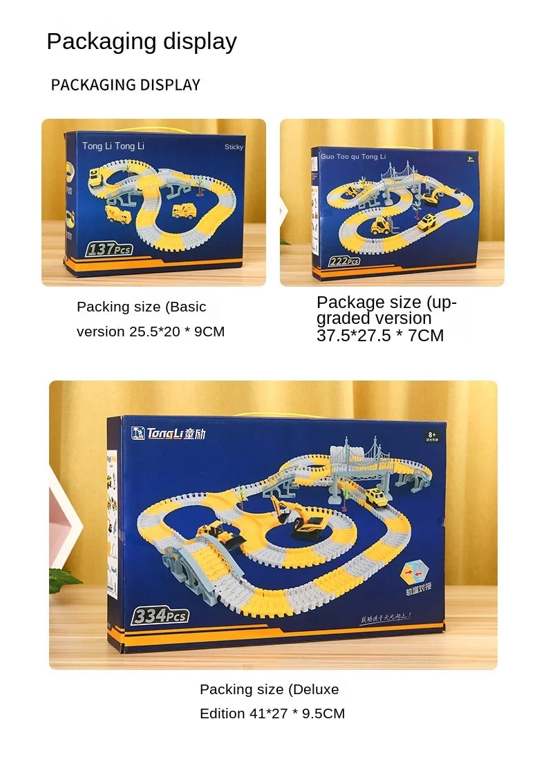 DIY Rail Track Sets Car Race Magic Brain Game Flexible Curved Creates Vehicles Toys Play Game Train Railroad for Child's Gifts