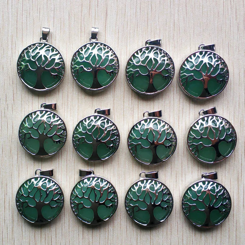 Wholesale 12pcs/lot Fashion Natural Stone Alloy Tree of Life Mix Pendants for Necklaces Jewelry Accessories Making Fast Shipping