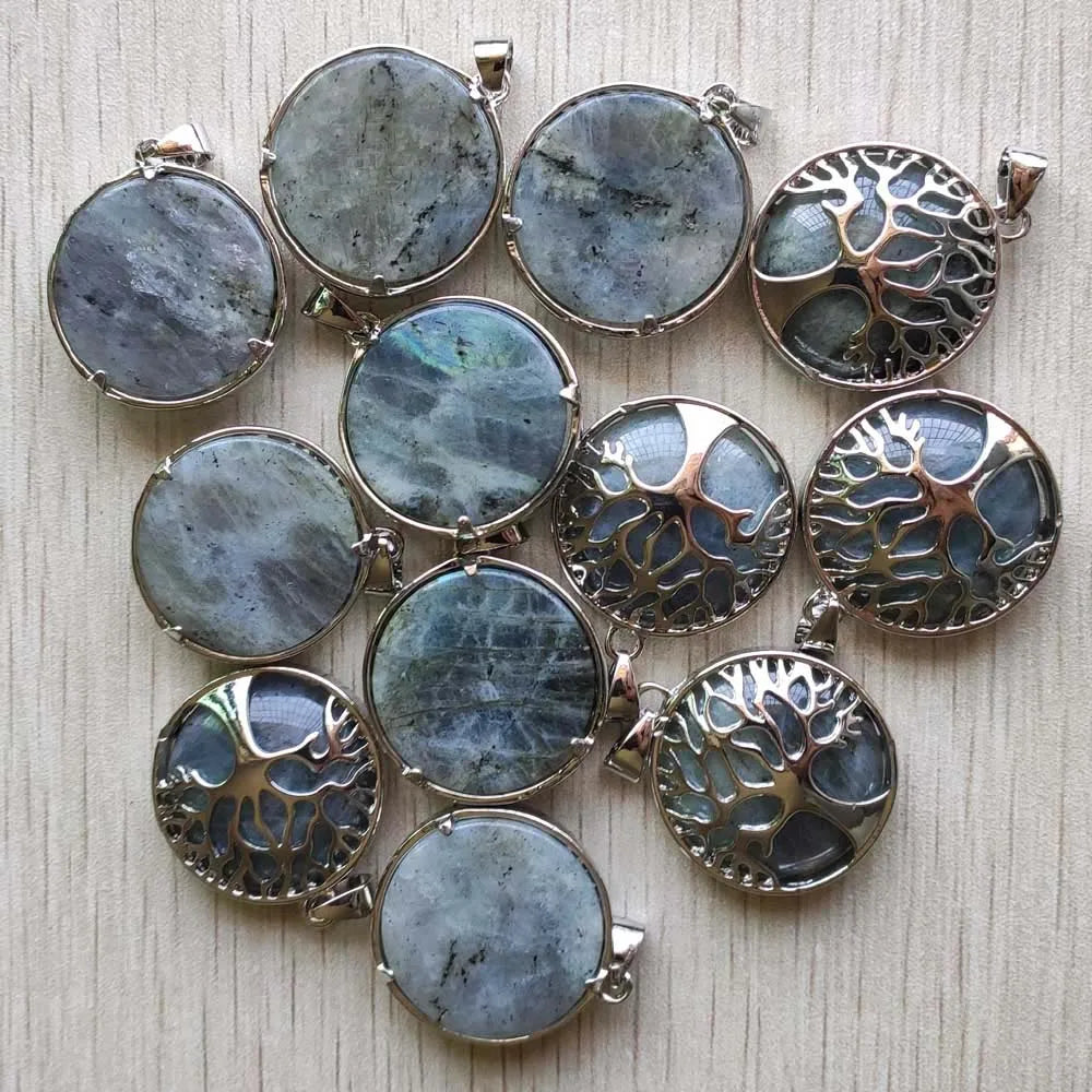 Wholesale 12pcs/lot Fashion Natural Stone Alloy Tree of Life Mix Pendants for Necklaces Jewelry Accessories Making Fast Shipping