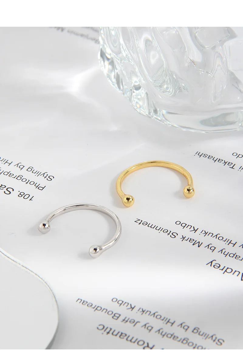 F.I.N.S Minimalist S925 Sterling Silver Geometric Small Bead Open Line Ring Stacking Knuckle Adjustable Finger Rings Fine Jewels