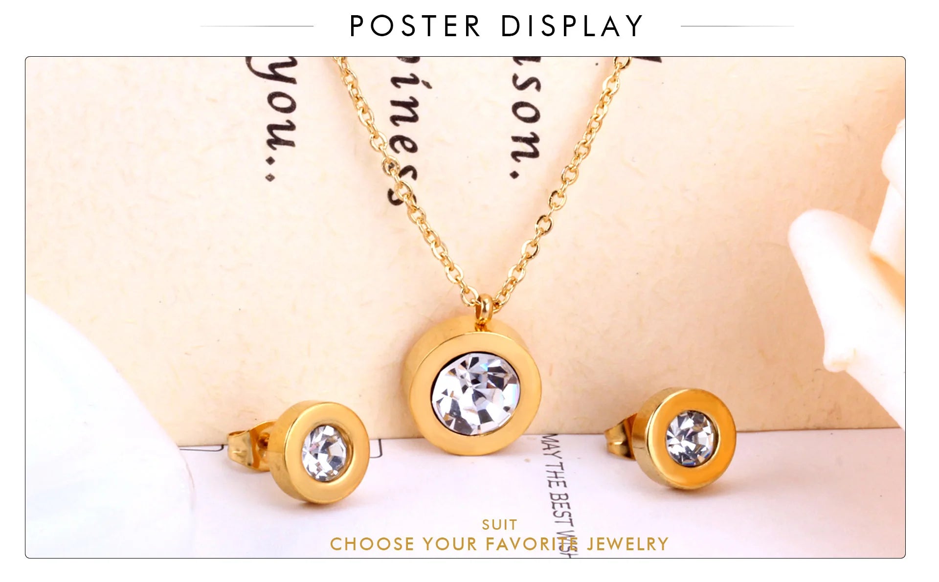 LUXUSTEEL Cubic Zirconia Jewelry Sets Stainless Steel Double Round Pendant Necklace Earring Sets Female Chain Jewelry Bijoux