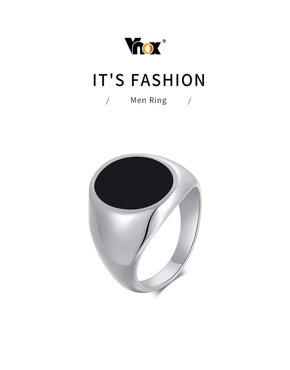 Vnox Gothic Punk Rings for Men Signet Rings Round Square Top Stamp Finger Band Chunky Boys Teens Rock Jewelry Fraternal Rings