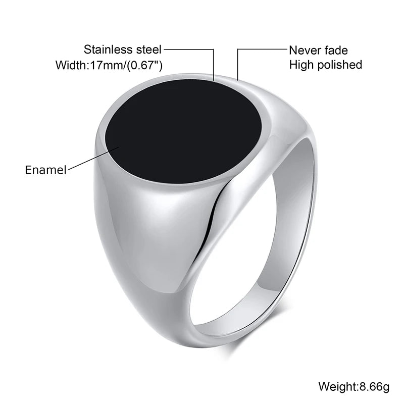 Vnox Gothic Punk Rings for Men Signet Rings Round Square Top Stamp Finger Band Chunky Boys Teens Rock Jewelry Fraternal Rings