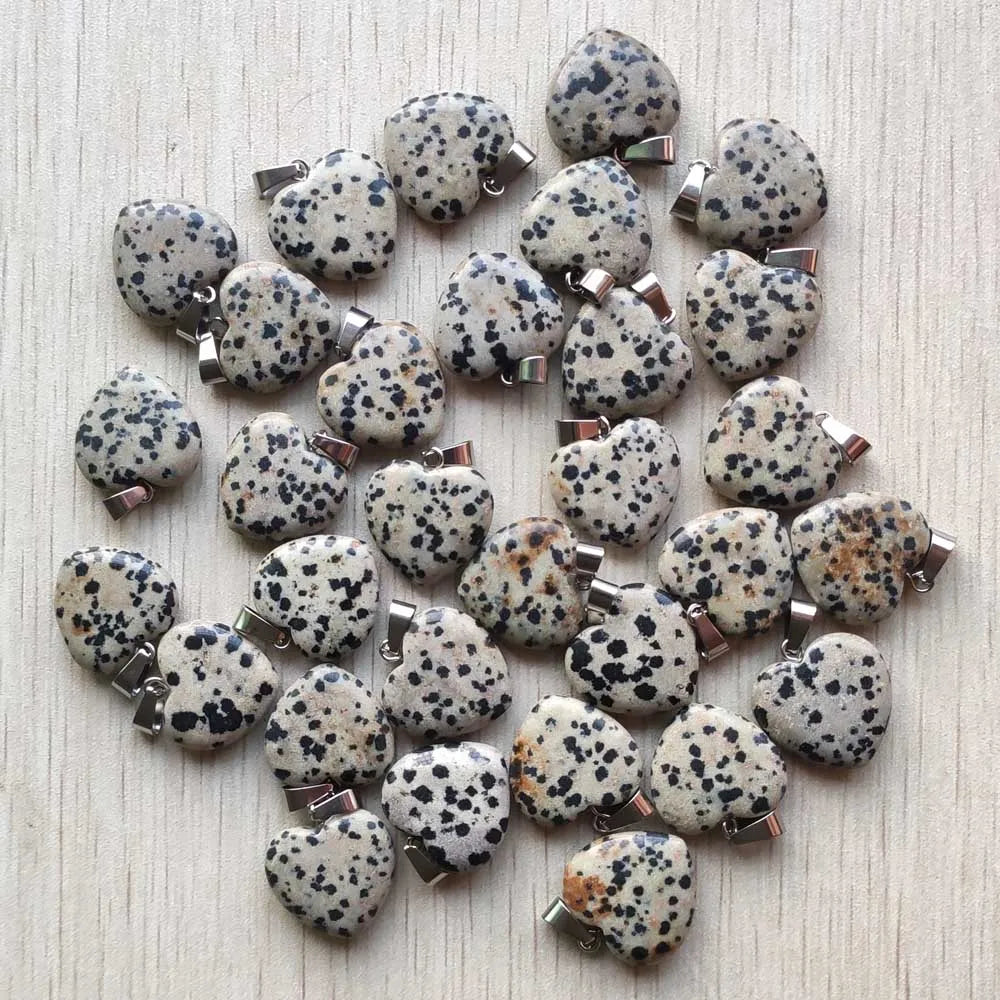 Wholesale 50pcs/lot Assorted Heart Natural Stone Charms Fashion Pendants 20mm for Jewelry Accessories Making Good Quality