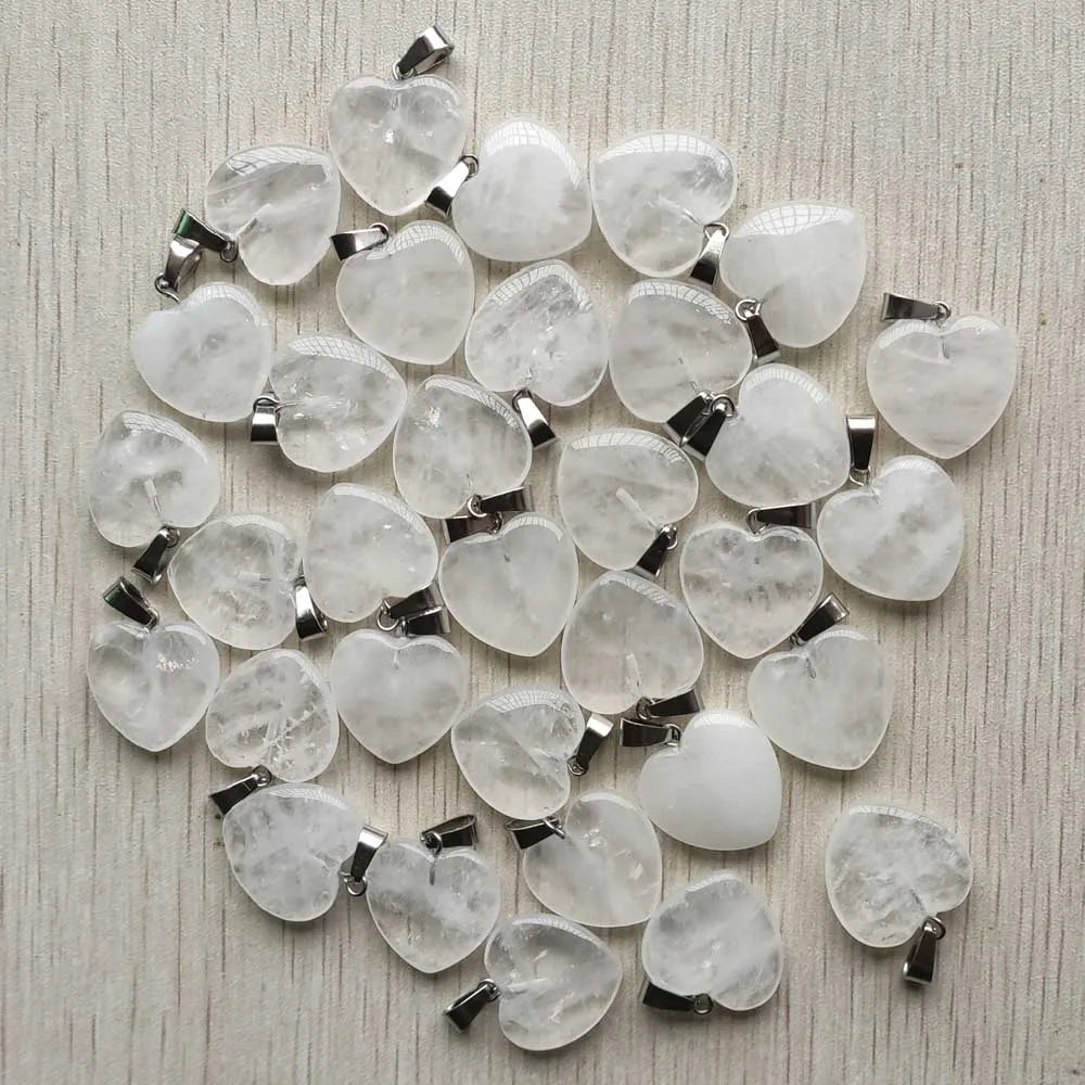 Wholesale 50pcs/lot Assorted Heart Natural Stone Charms Fashion Pendants 20mm for Jewelry Accessories Making Good Quality