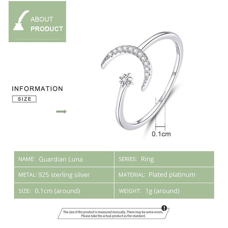 WOSTU Real 925 Sterling Silver Open Ring Finger Adjustable Size Wedding Rings For Women Engagement Fashion Silver Jewelry Gift