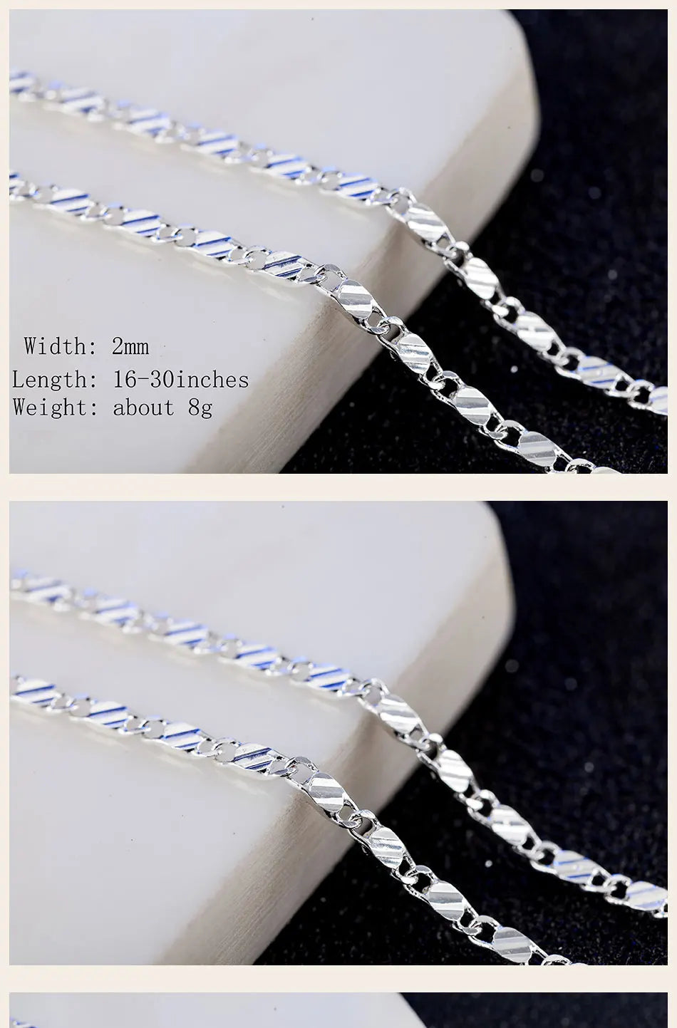 DOTEFFIL 925 Silver 16/18/20/22/24/26/28/30 Inch 2mm Charm Chain Necklace For Women Man Fashion Wedding Party Jewelry