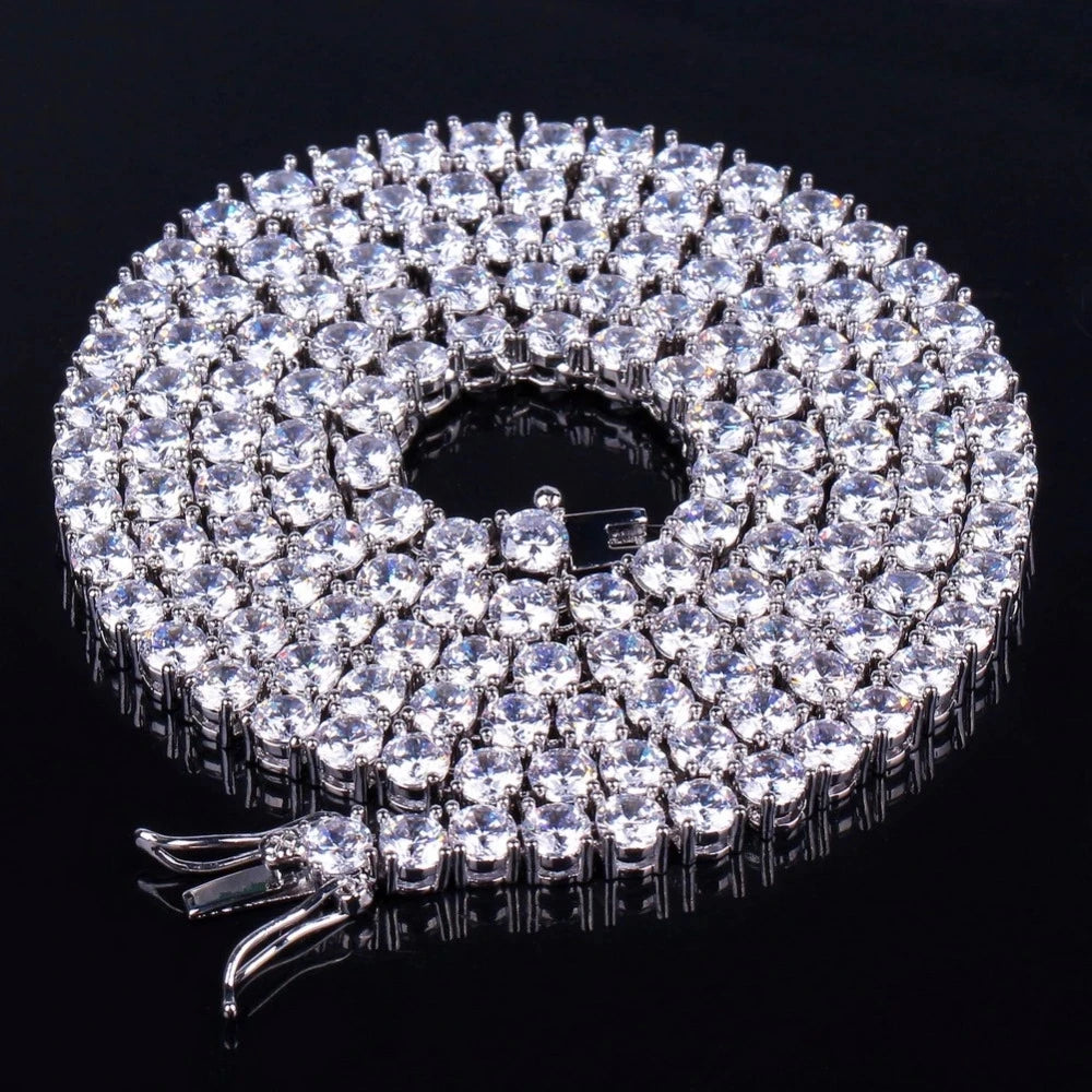 TOPGRILLZ 3mm-10mm Iced Out Bling AAA Zircon 1 Row Tennis Chain Necklace Men Hip Hop Jewelry Gold Silver Color Charms