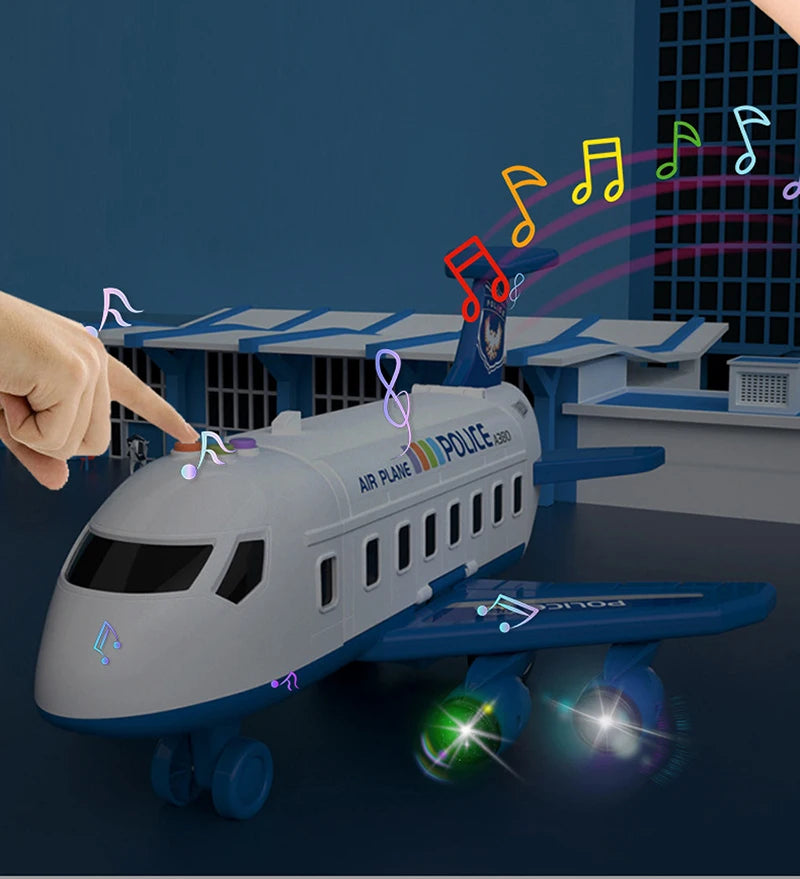 New Deformation Music Simulation Track Inertia Toy Aircraft Large Size Passenger Plane Kids Airliner Toy Car for Children's Gift