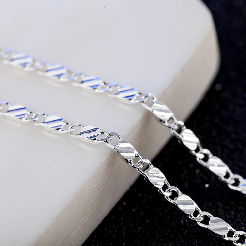 DOTEFFIL 925 Silver 16/18/20/22/24/26/28/30 Inch 2mm Charm Chain Necklace For Women Man Fashion Wedding Party Jewelry