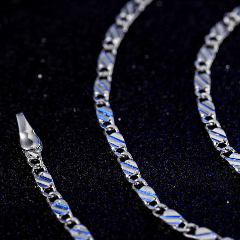 DOTEFFIL 925 Silver 16/18/20/22/24/26/28/30 Inch 2mm Charm Chain Necklace For Women Man Fashion Wedding Party Jewelry