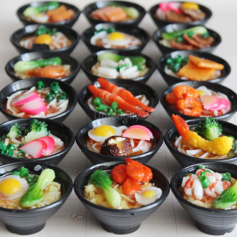 2PCS 1/6 Scale Miniature Dollhouse Japanese Udon Noodels Ramen Pretend Play Kids Kitchen Mini Doll Food Education Toy