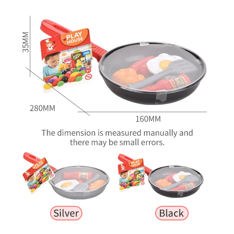 Children Kitchen Food Toys Simulation Frying Pan Vegetables Steak Bread Hot Dog Omelette Play Toy Set for Kids Girls Education