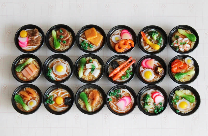 2PCS 1/6 Scale Miniature Dollhouse Japanese Udon Noodels Ramen Pretend Play Kids Kitchen Mini Doll Food Education Toy