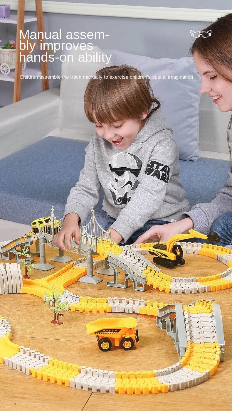 DIY Rail Track Sets Car Race Magic Brain Game Flexible Curved Creates Vehicles Toys Play Game Train Railroad for Child's Gifts