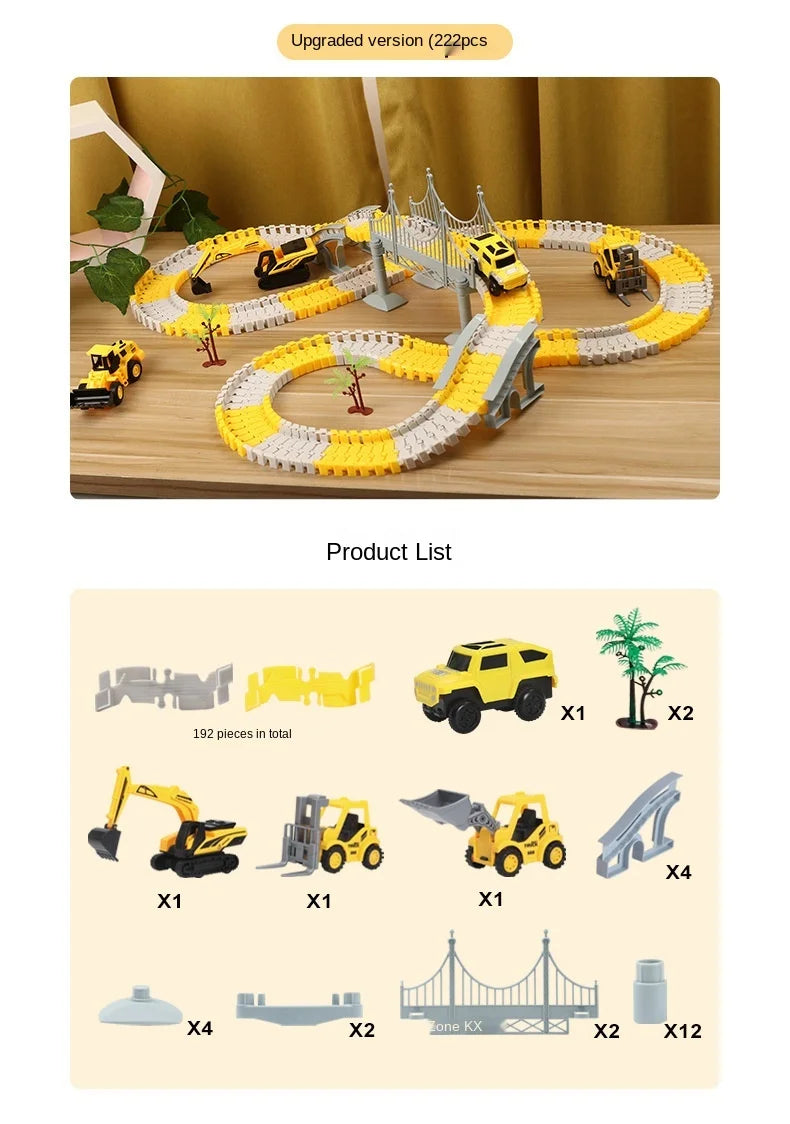 DIY Rail Track Sets Car Race Magic Brain Game Flexible Curved Creates Vehicles Toys Play Game Train Railroad for Child's Gifts