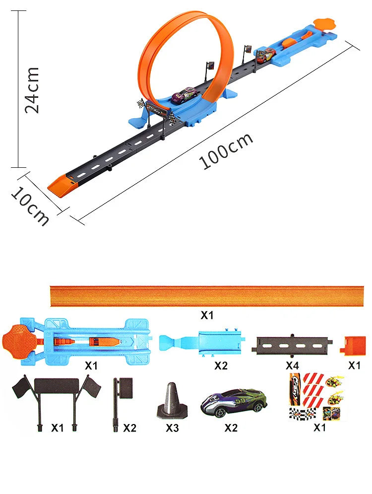 Stunt Speed Double Car Wheels Model Toys For Kids Racing Track Diy Assembled Rail Kits Educational Interactive Boy Children Toy