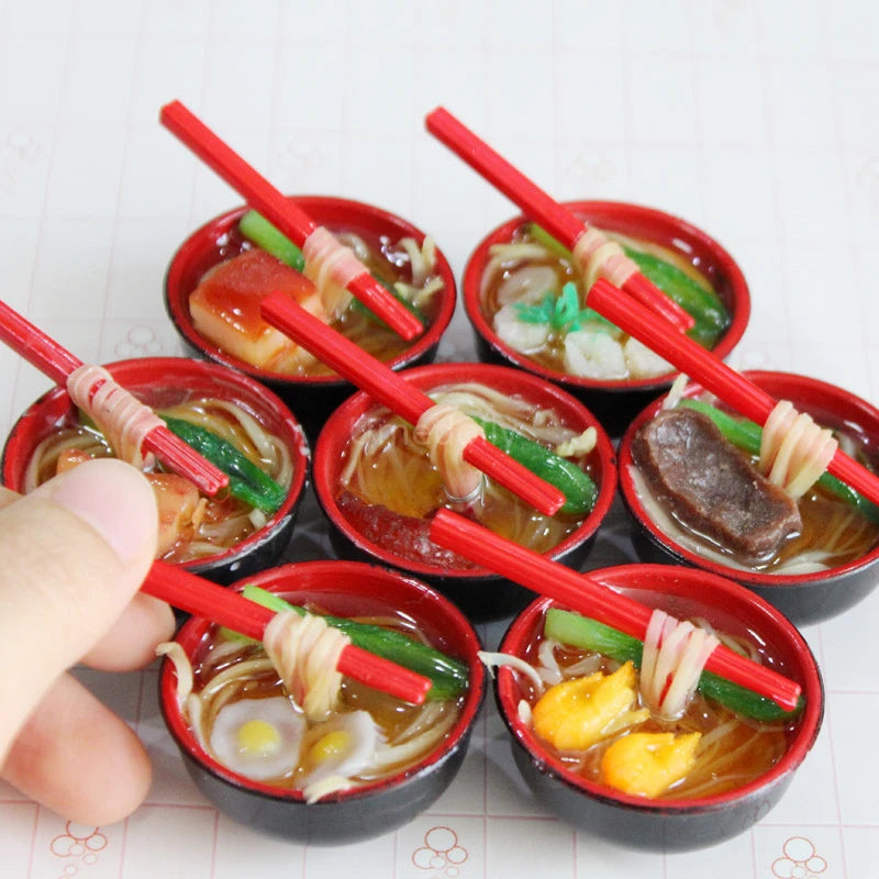 2PCS 1/6 Scale Miniature Dollhouse Japanese Udon Noodels Ramen Pretend Play Kids Kitchen Mini Doll Food Education Toy