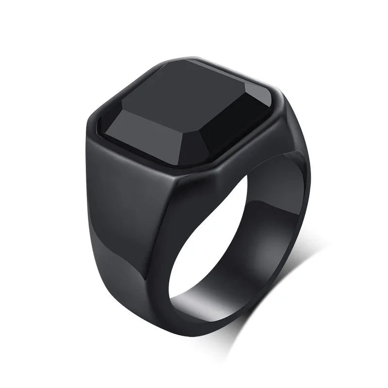 Vnox Gothic Punk Rings for Men Signet Rings Round Square Top Stamp Finger Band Chunky Boys Teens Rock Jewelry Fraternal Rings