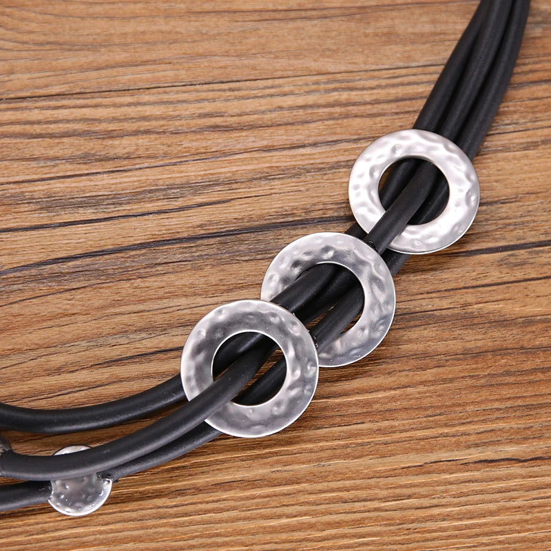 STRATHSPEY Fashion New Long Irregular Copper Tube Necklace For Women Statement Chunky Multi Lay Jewelry